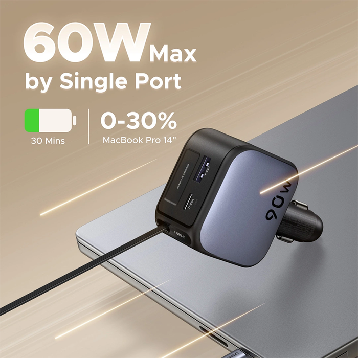 UGreen 90W Retractable Cable Car Charger [EC603/55909B]