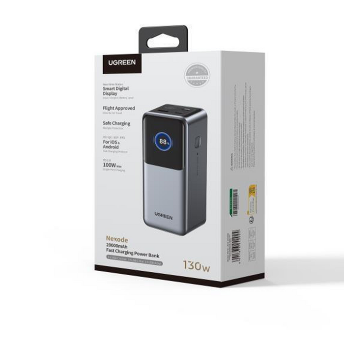 UGreen 20000mAh 130W Fast Charging Power Bank - Black [PB721/35524B]