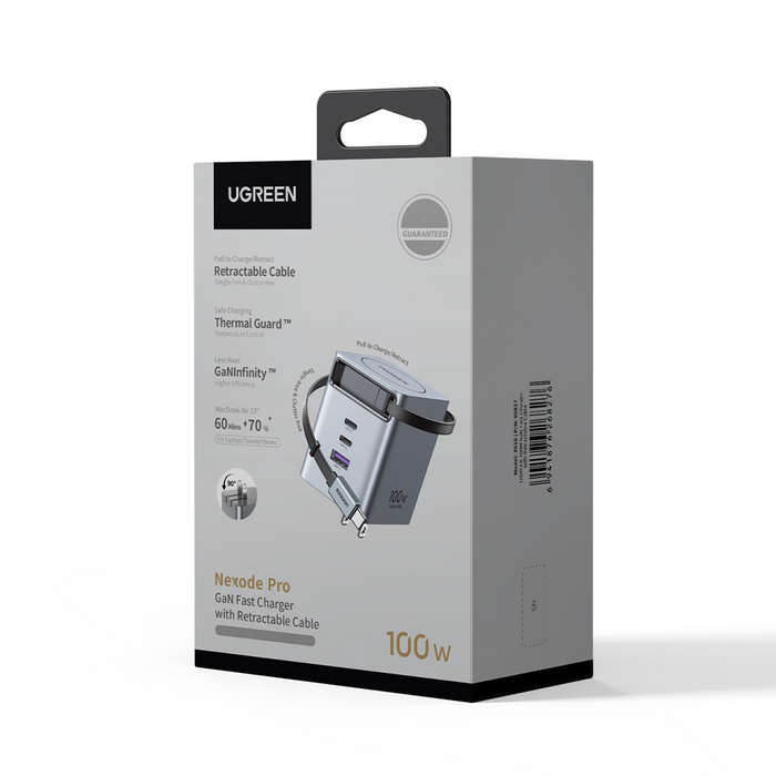 UGreen Nexode Pro 100W GaN Fast Charger w/ Type C Retractable Cable [X616/65827]