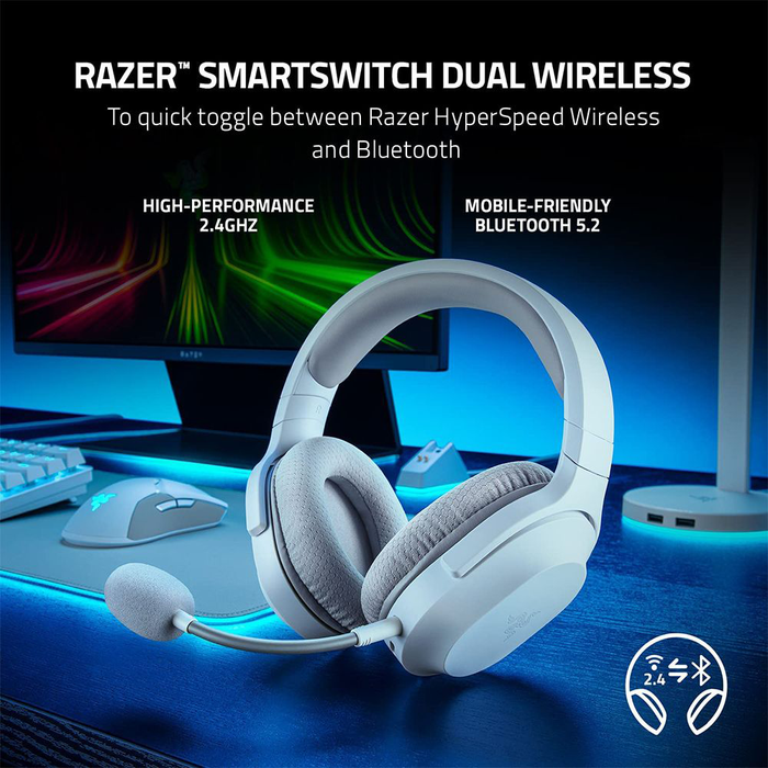 Razer Wireless Barracuda X 2022 Multi-Platform Gaming and Mobile Headset - Mercury White [RZ04-04430200-R3M1]
