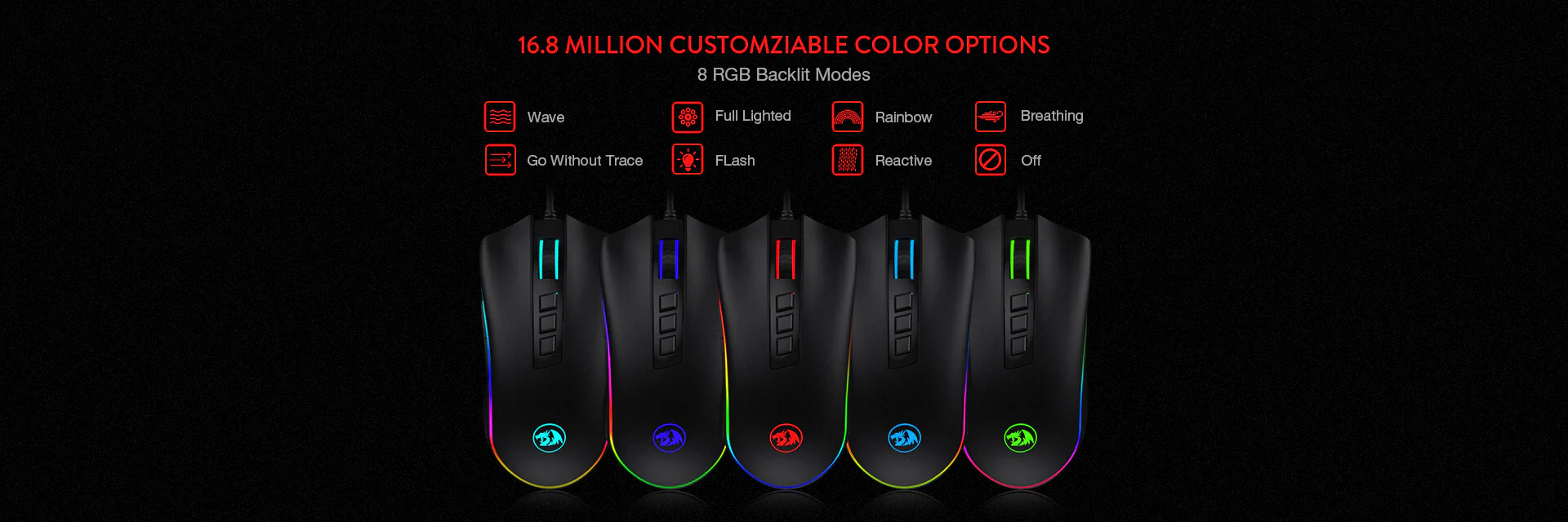 Redragon Wired M711-2 COBRA Gaming Mouse [12400 DPI] - Black