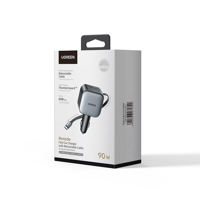 UGreen 90W Retractable Cable Car Charger [EC603/55909B]