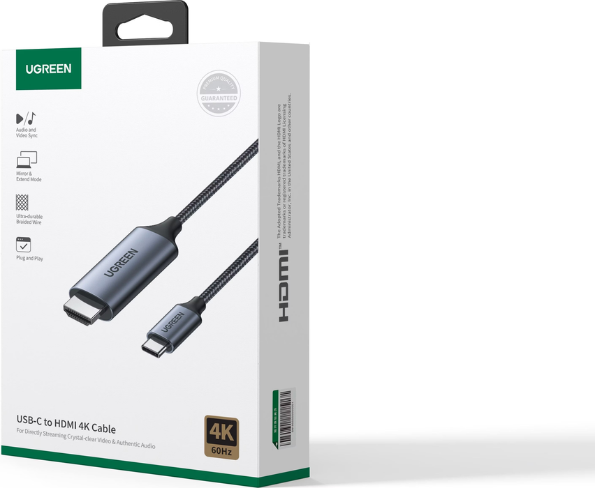 UGreen USB-C to HDMI Cable 1.5M Gray/Black [MM142/50570]