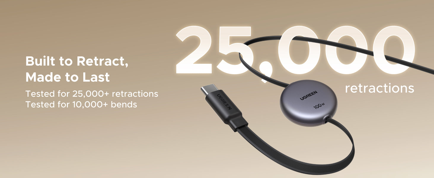 UGreen Nexode USB-C to USB-C Fast Charging Retractable Cable 1M [L531/65905]