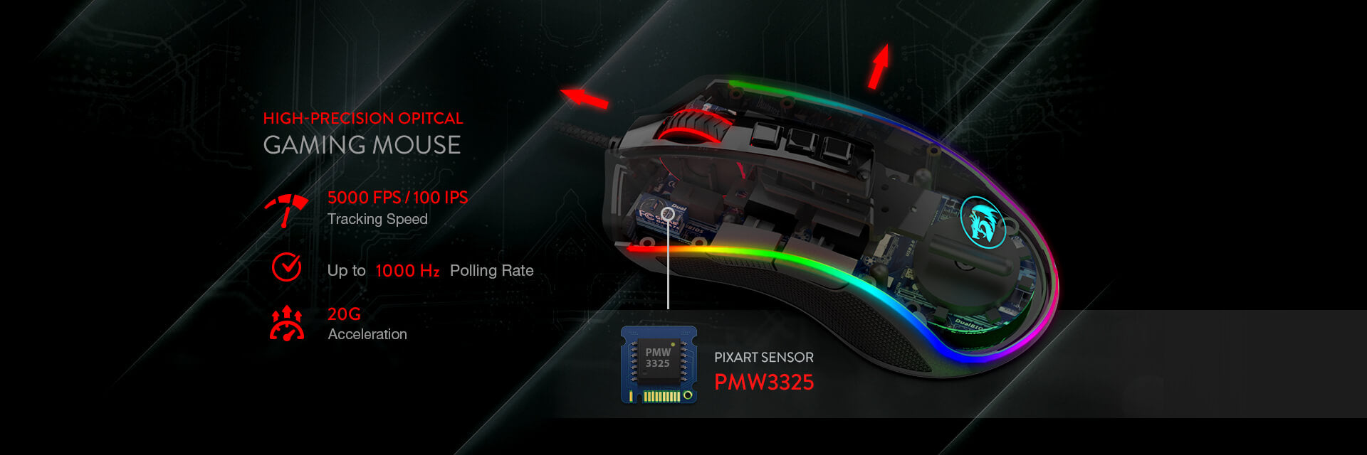 Redragon Wired M711-2 COBRA Gaming Mouse [12400 DPI] - Black