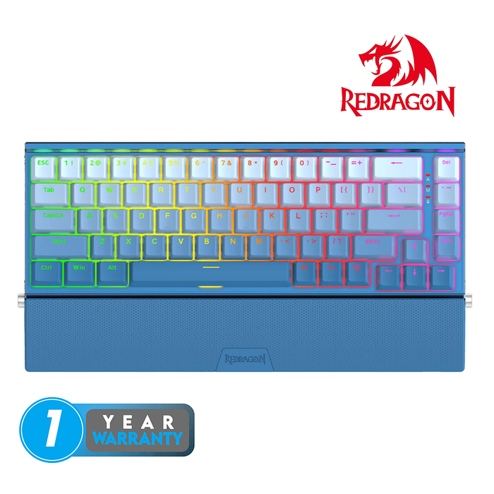Redragon K641B-BW RGB Shaco Aluminum Hot-Swappable Mechanical Gaming Keyboard - Blue - Red Switch
