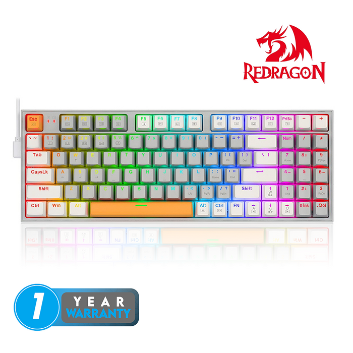 Redragon Wired K636 GWO RGB KITAVA V2 Mechanical Gaming Keyboard - Grey White