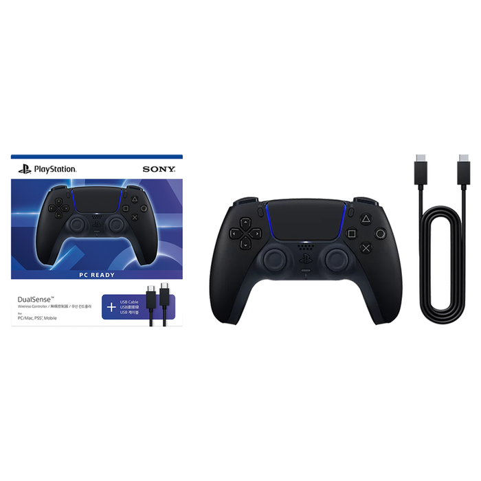 PlayStation Wireless DualSense Controller for PS5 - Midnight Black + USB Cable for PC