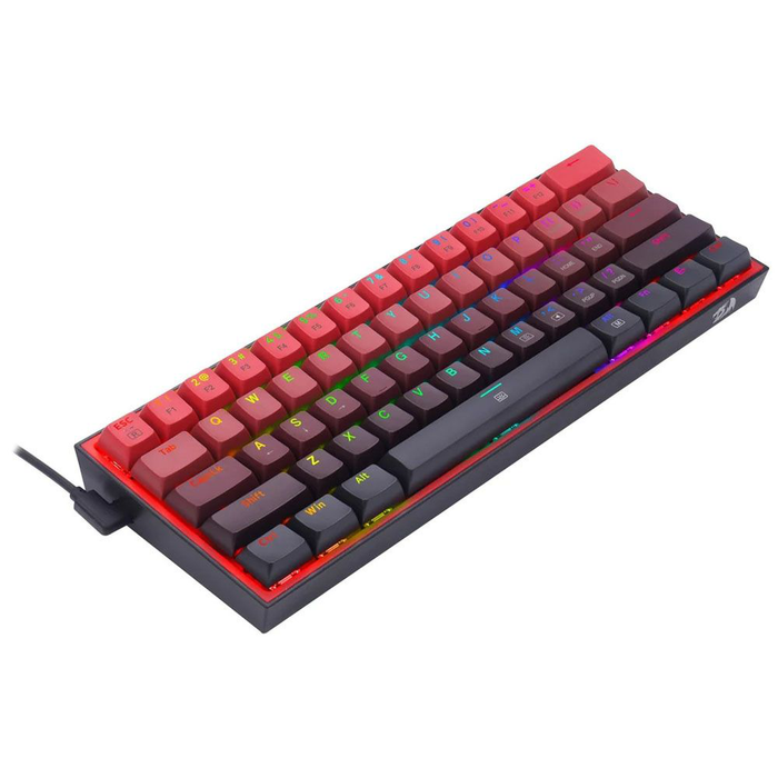Redragon Wired K617GBR-RGB FIZZ 61 Keys Gaming Keyboard - Gradient Black Red [Blue Switch]
