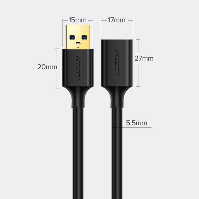 UGreen USB 3.0 Extension Male Cable 1.5M Black [US129/30126]