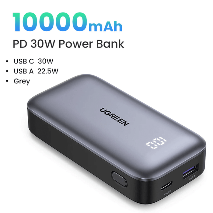 UGreen Two-way Fast Charging Power Bank 30w (10000mAh) [PB502/25185] - Grey