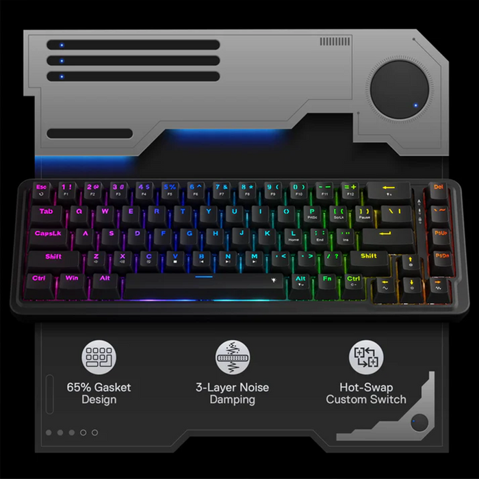 Redragon K709GB-RGB-M Nova Magnetic Wired Keyboard - Grey+Black
