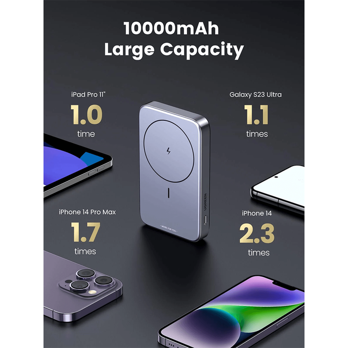 Ugreen 10000mAH Magnetic Wireless Power Bank - Space Gray [PB206/15806]