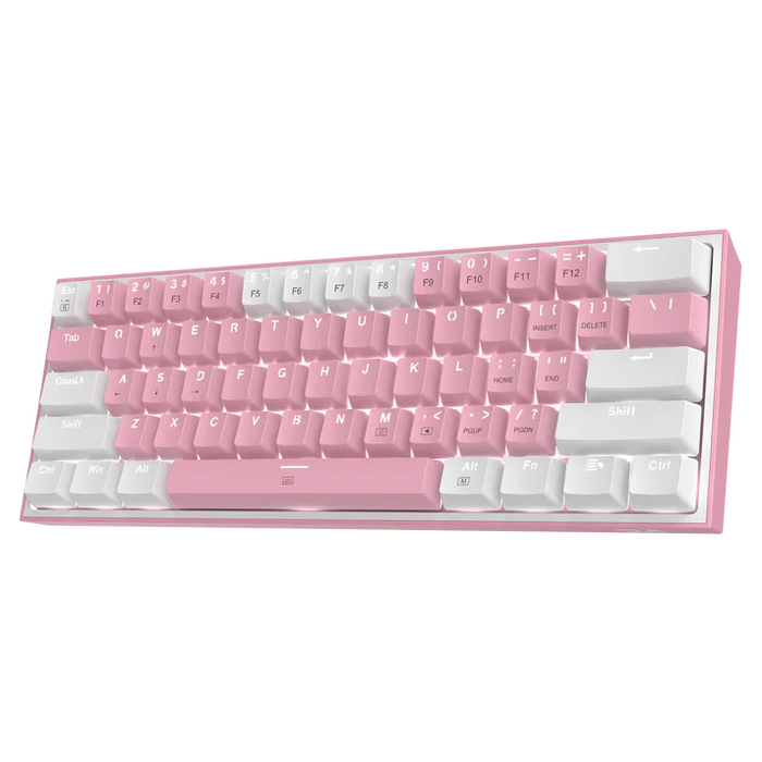 Redragon Wired K617 FIZZ 61 Keys Gaming Keyboard - Pink White