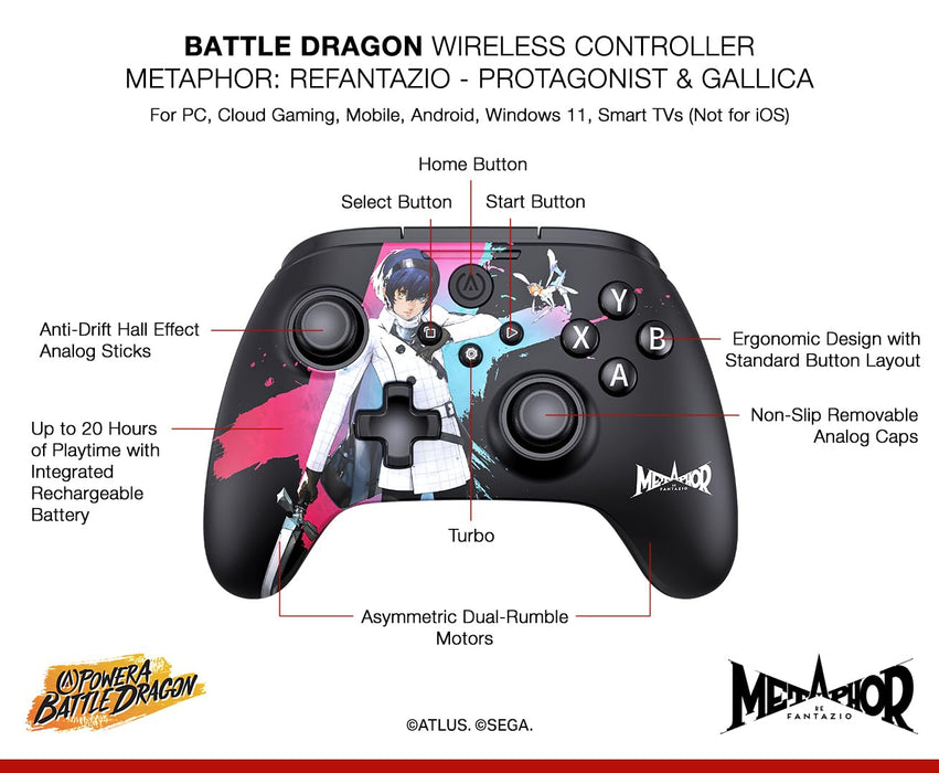 PowerA Battle Dragon Wireless Controller for PC - Metaphor Refantazio Protagonist & Gallica