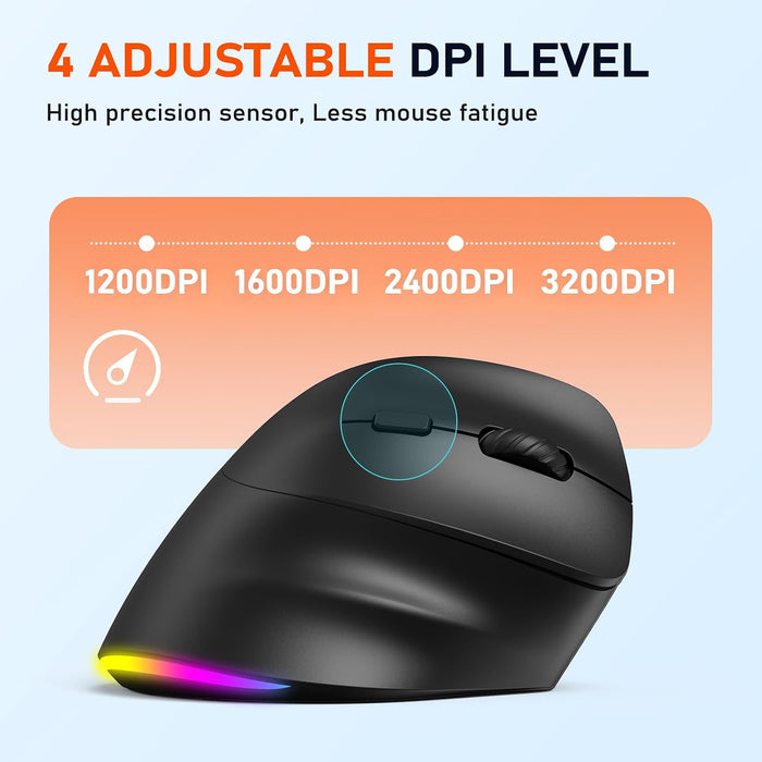 Meetion BTM010R Wireless Vertical Mouse - Black
