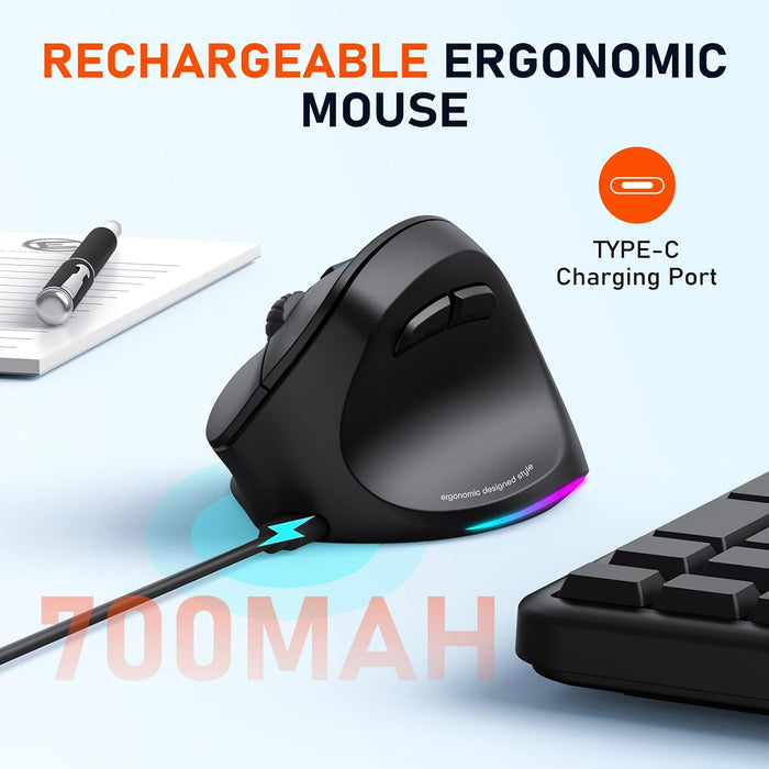 Meetion BTM010R Wireless Vertical Mouse - Black