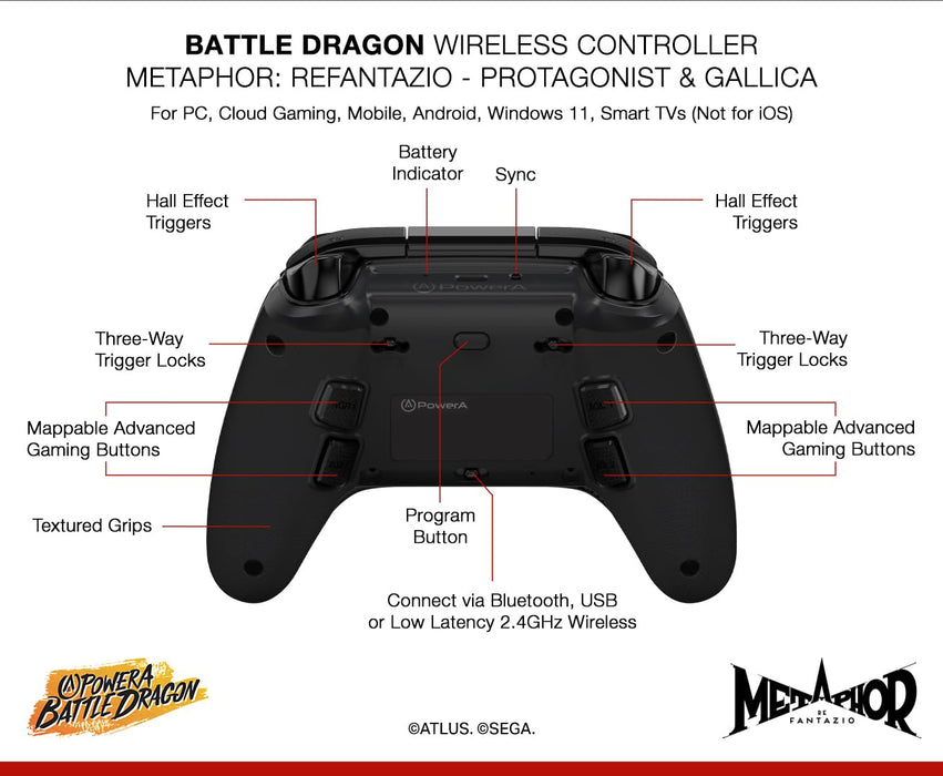 PowerA Battle Dragon Wireless Controller for PC - Metaphor Refantazio Protagonist & Gallica