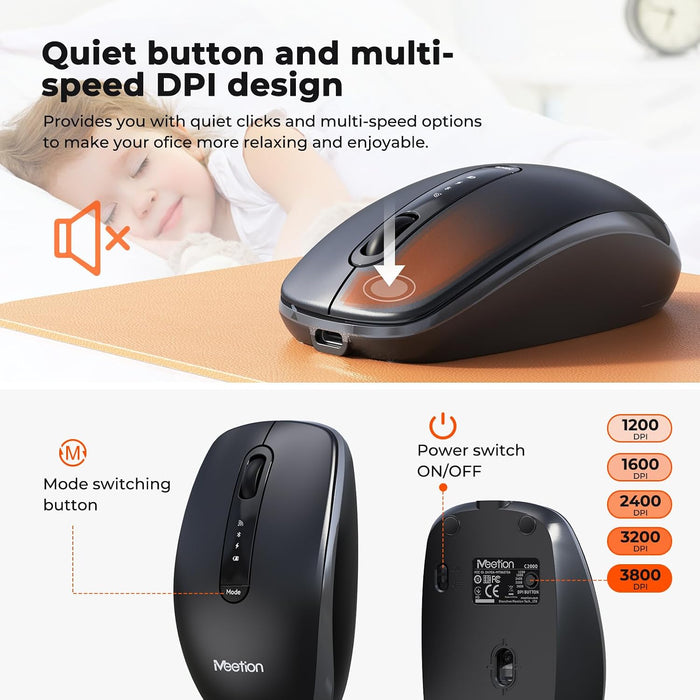 Meetion C2000 Wireless Keyboard + Mouse - Black