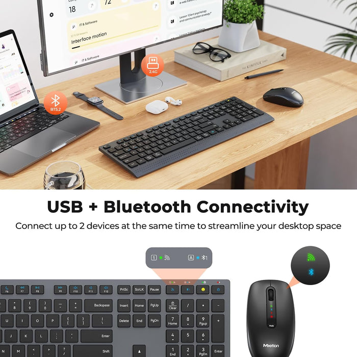 Meetion C2000 Wireless Keyboard + Mouse - Black