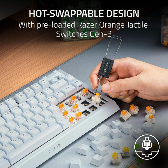 Razer BlackWidow V4 75% Hot-Swappable Mechanical Gaming Keyboard [RZ03-05001700-R3M1] - White