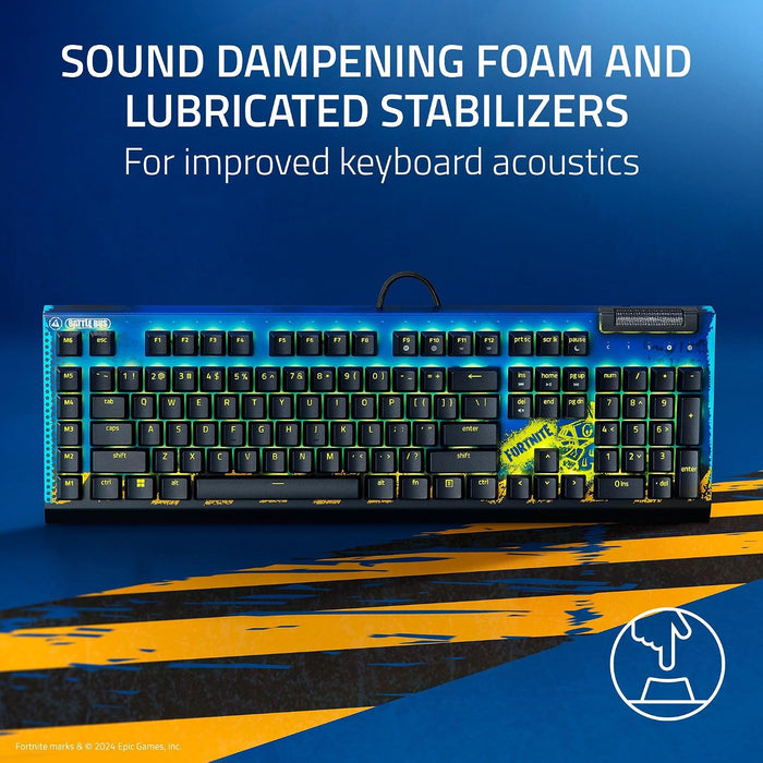 Razer BlackWidow V4 X - Mechanical Gaming Keyboard [RZ03-04703600-R3M1] - Fortnite Edition (Yellow Switch)