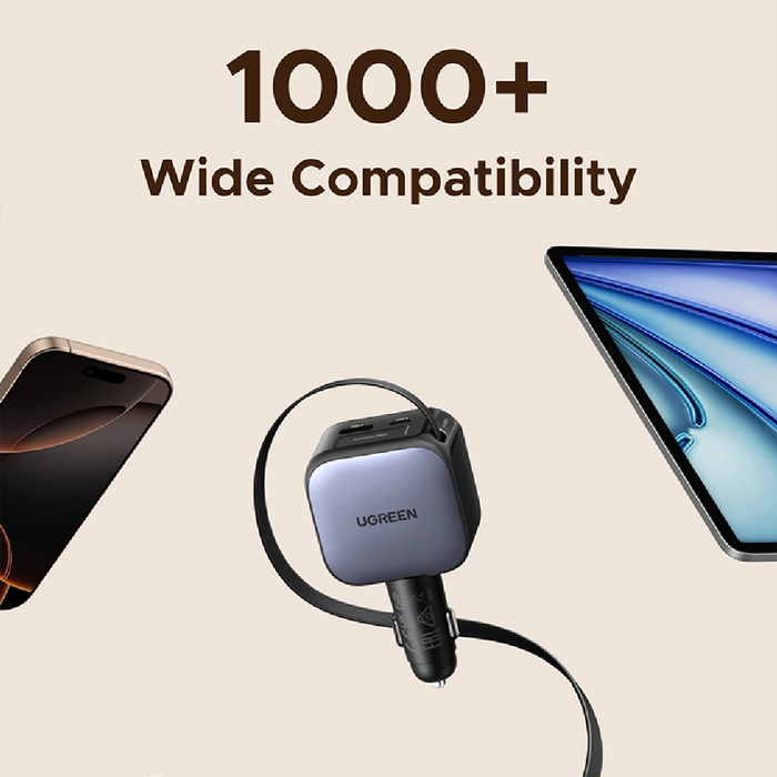 UGreen 90W Retractable Cable Car Charger [EC603/55909B]