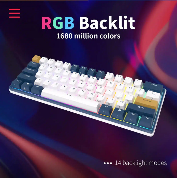 Royal Kludge RK61Plus Tri-Mode RGB Mechanical Keyboard - Black/White Sky Cyan Linear