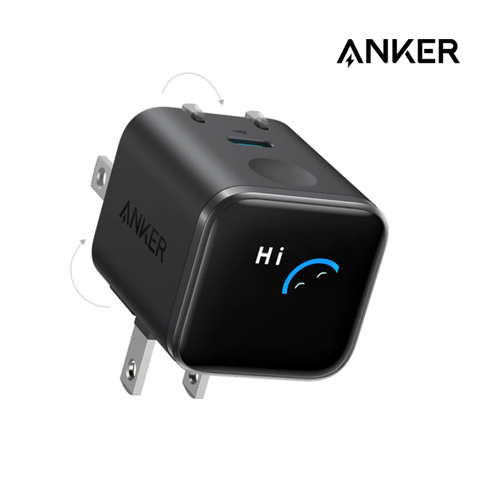 Anker Nano Charger 45W 1C Double Folded Pin w/Fun Screen Display - Black [A121DJ11]