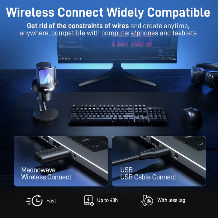 Maono DM40 Pro WL RGB Condenser Gaming Desktop Mic