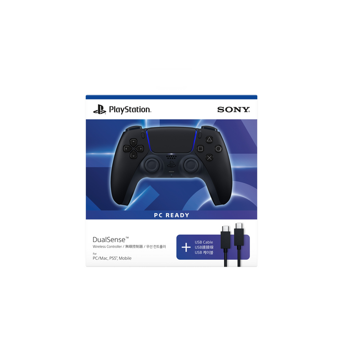PlayStation Wireless DualSense Controller for PS5 - Midnight Black + USB Cable for PC