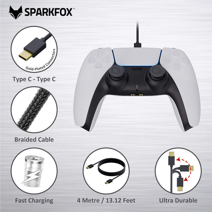 SparkFox Premium Data & Charge Cable (Type C) for PS5