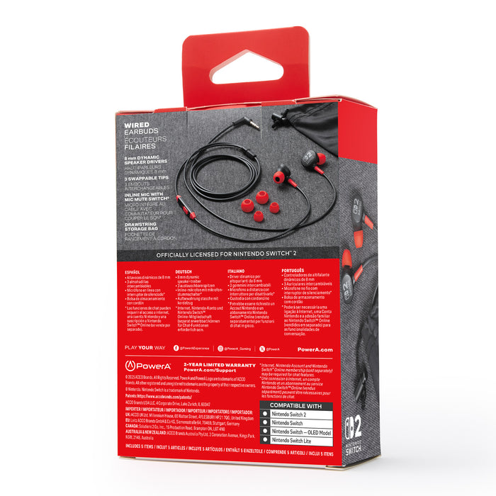 PowerA Wired Earbuds for Nintendo Switch 2