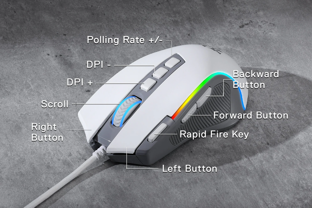 Redragon MOUSE WIRED (M612W-RGB) PREDATOR WHITE