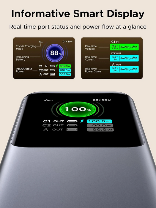 UGreen Nexode 20000mAh 165W Power Bank w/ Type-C Retractable Cable (3C ver) [PB726/95670B]