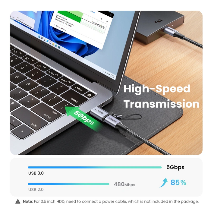 UGreen USB 3.0-A to USB-C M/F Adapter - Gray [US276/50533]