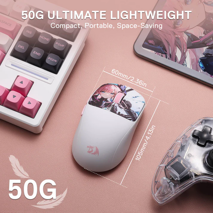 Redragon MOUSE WIRELESS (M817AK-PRO-STD) KLYAMOOR PRO STANDA Redragon WHITE-PINK