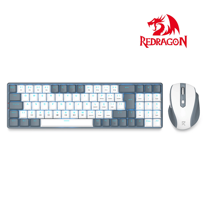 Redragon BS-8772-GW Wireless Mechanical Keyboard and Mouse Combo - Gray White