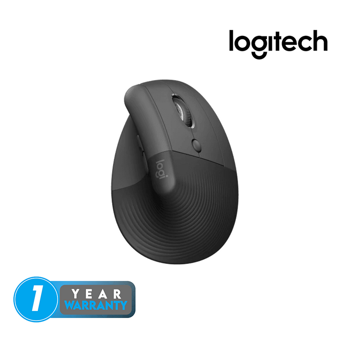 Logitech Wireless Lift Vertical Ergonomic Mouse - Graphite Black/Charcoal