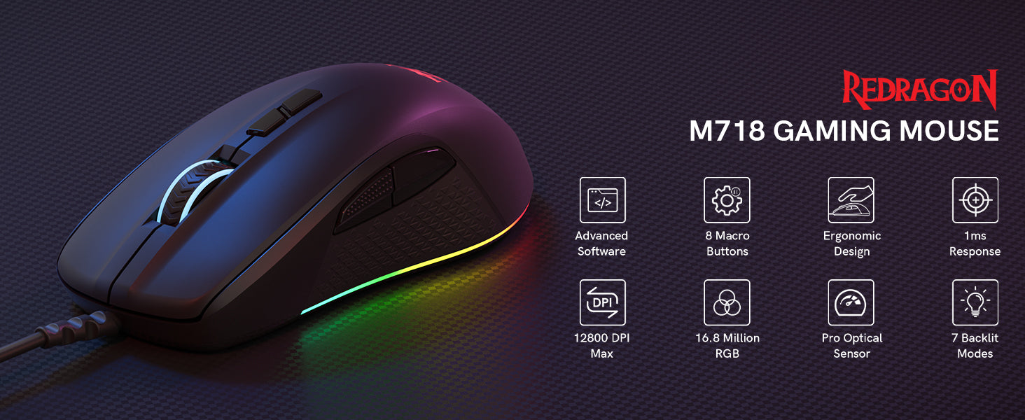 Redragon M718-AIR Stormrage Air RGB Wired Gaming Mouse