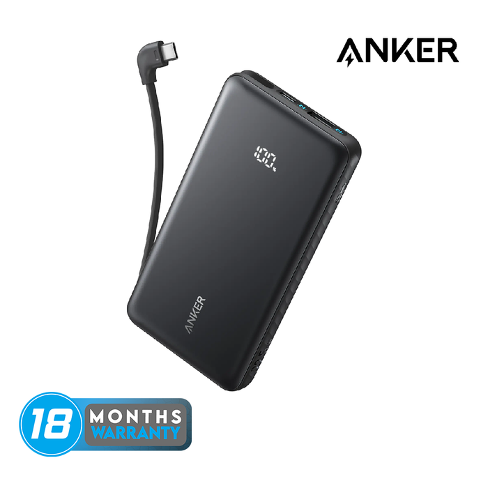 Anker Zolo Powerbank (10K, 22.5W, Built-in USB-C Cable) - Black [A110DH11]