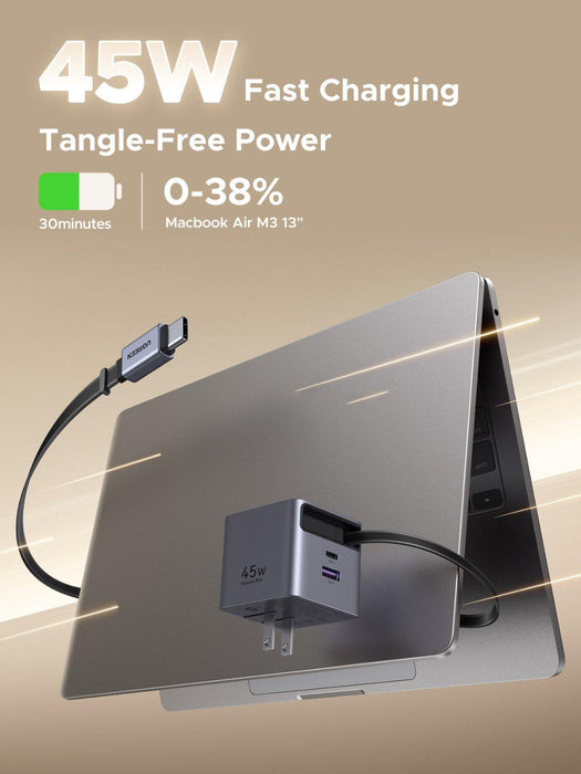 UGreen Nexode Pro 45W GaN Fast Charger w/ Type C Retractable Cable [X614/65821]