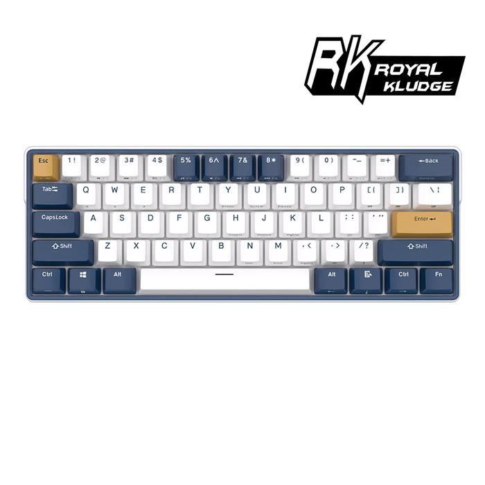 Royal Kludge RK61Plus Tri-Mode RGB Mechanical Keyboard - Black/White Sky Cyan Linear