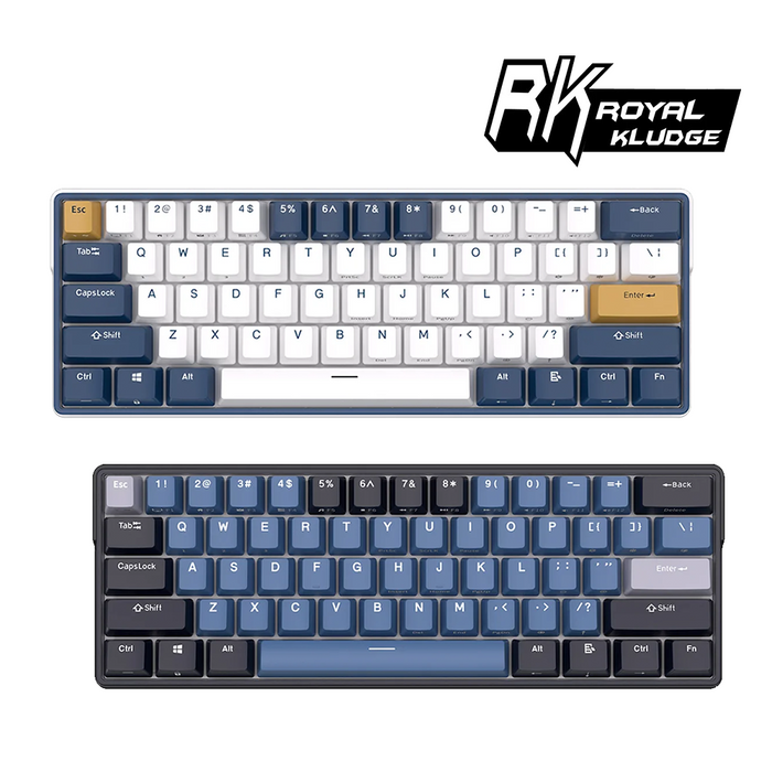 Royal Kludge RK61Plus Tri-Mode RGB Mechanical Keyboard - Black/White Sky Cyan Linear