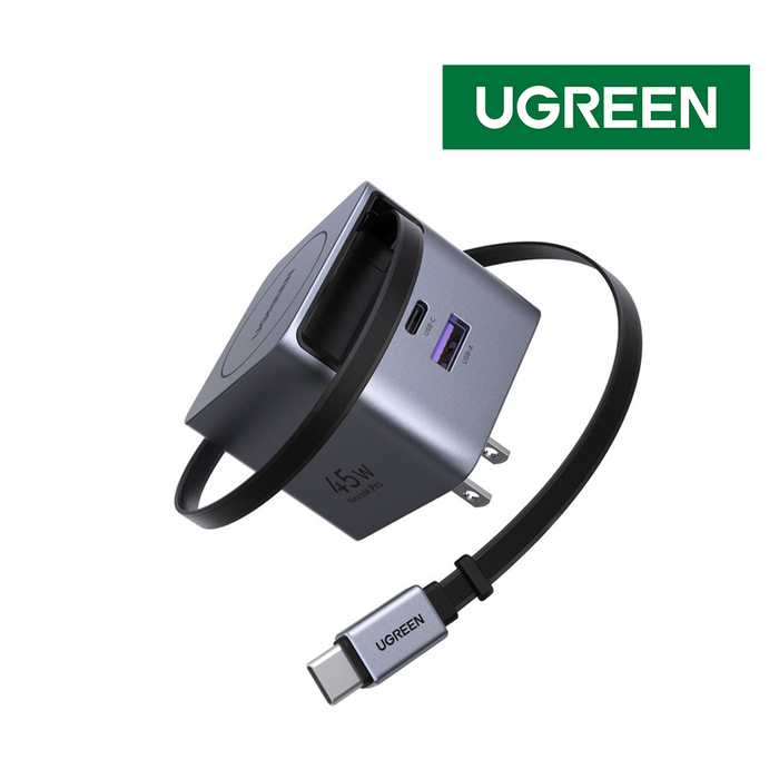 UGreen Nexode Pro 45W GaN Fast Charger w/ Type C Retractable Cable [X614/65821]
