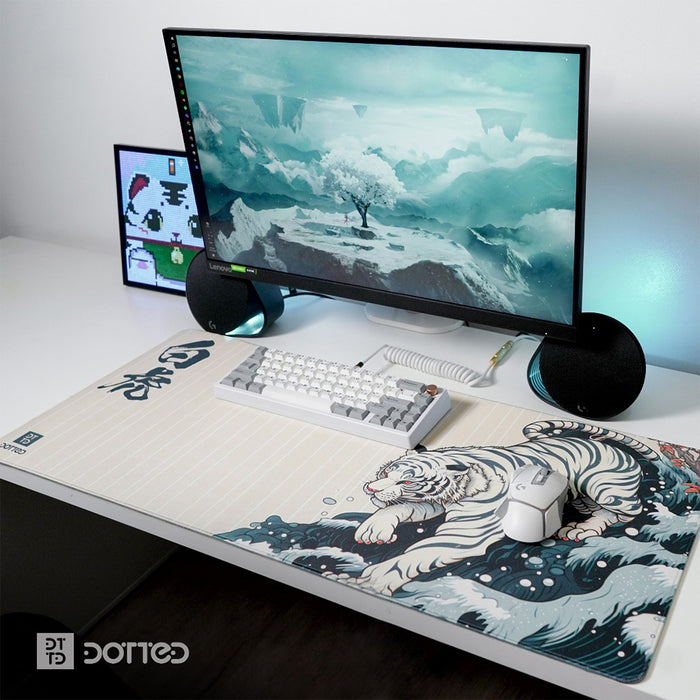 Dotted Desk Pad Pad - White Tiger (900x400x4mm)