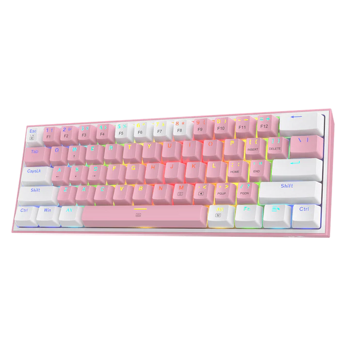 Redragon Wired K617 FIZZ 61 Keys Gaming Keyboard - Pink White