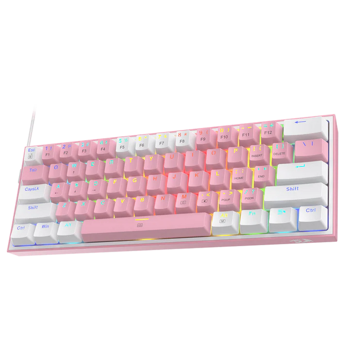 Redragon Wired K617 FIZZ 61 Keys Gaming Keyboard - Pink White