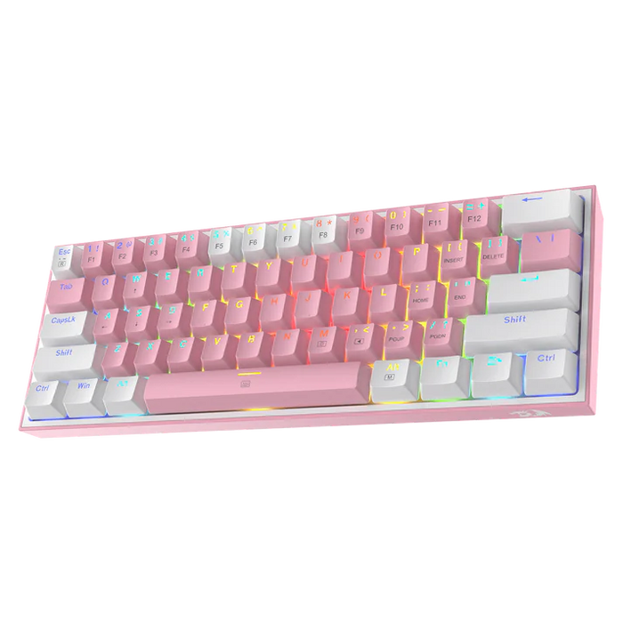 Redragon Wired K617 FIZZ 61 Keys Gaming Keyboard - Pink White