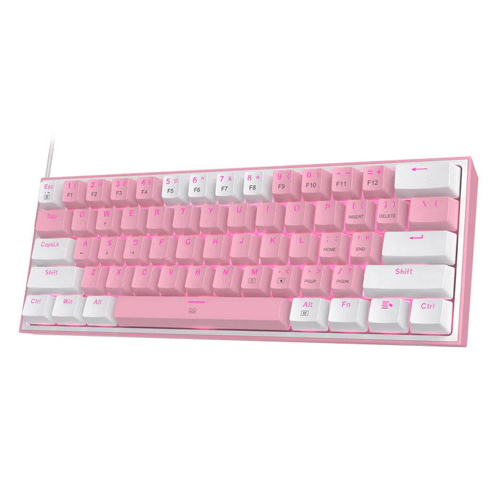 Redragon Wired K617 FIZZ 61 Keys Gaming Keyboard - Pink White